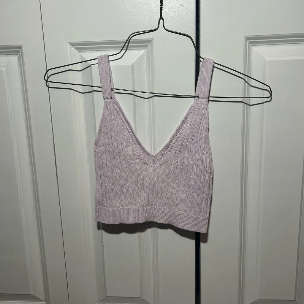 Aerie Knit Cropped Tank Top Pink - Image 2