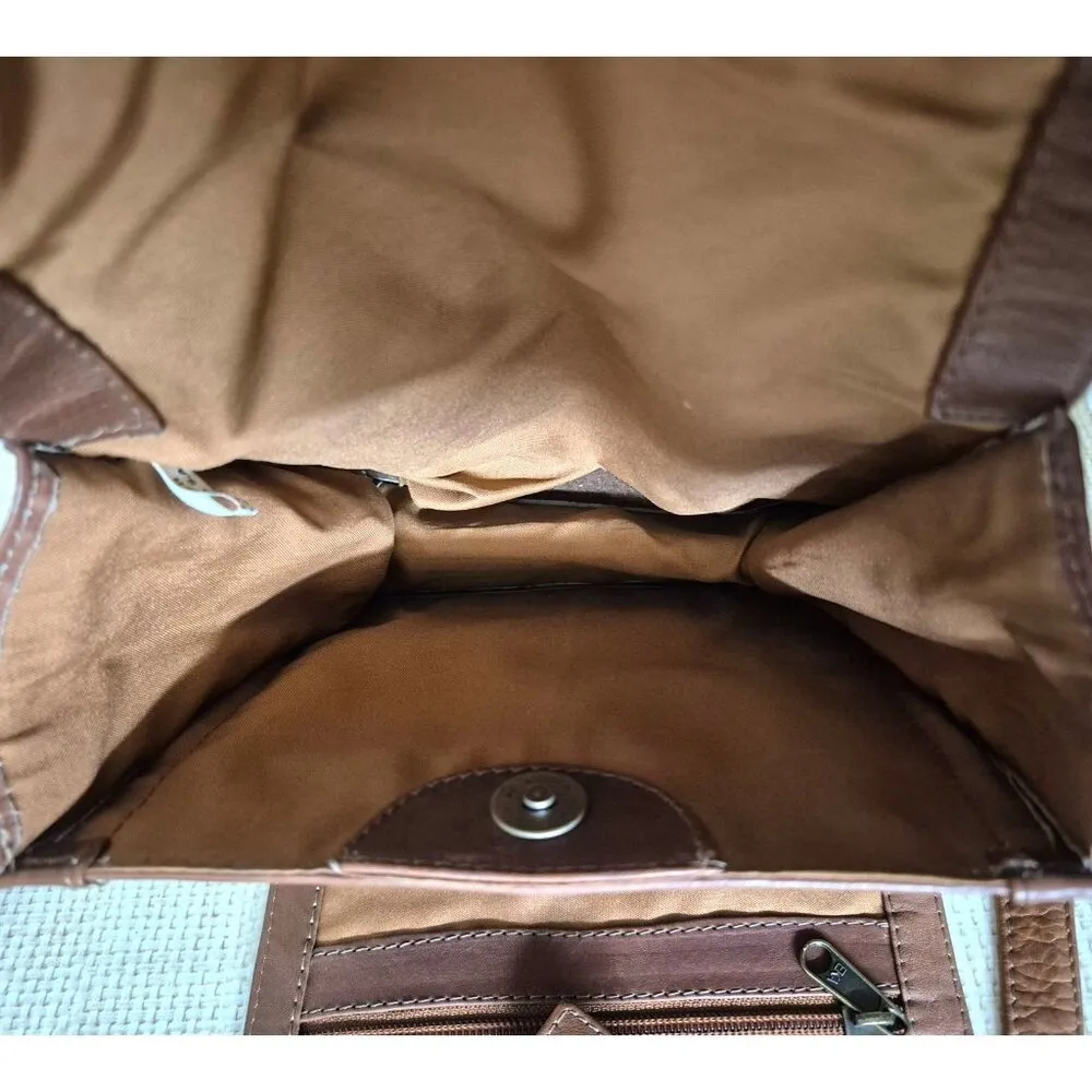 Brown Genuine Leather Crossbody Organizer Purse Bag TEXAS Star Adjustable Strap - Image 10