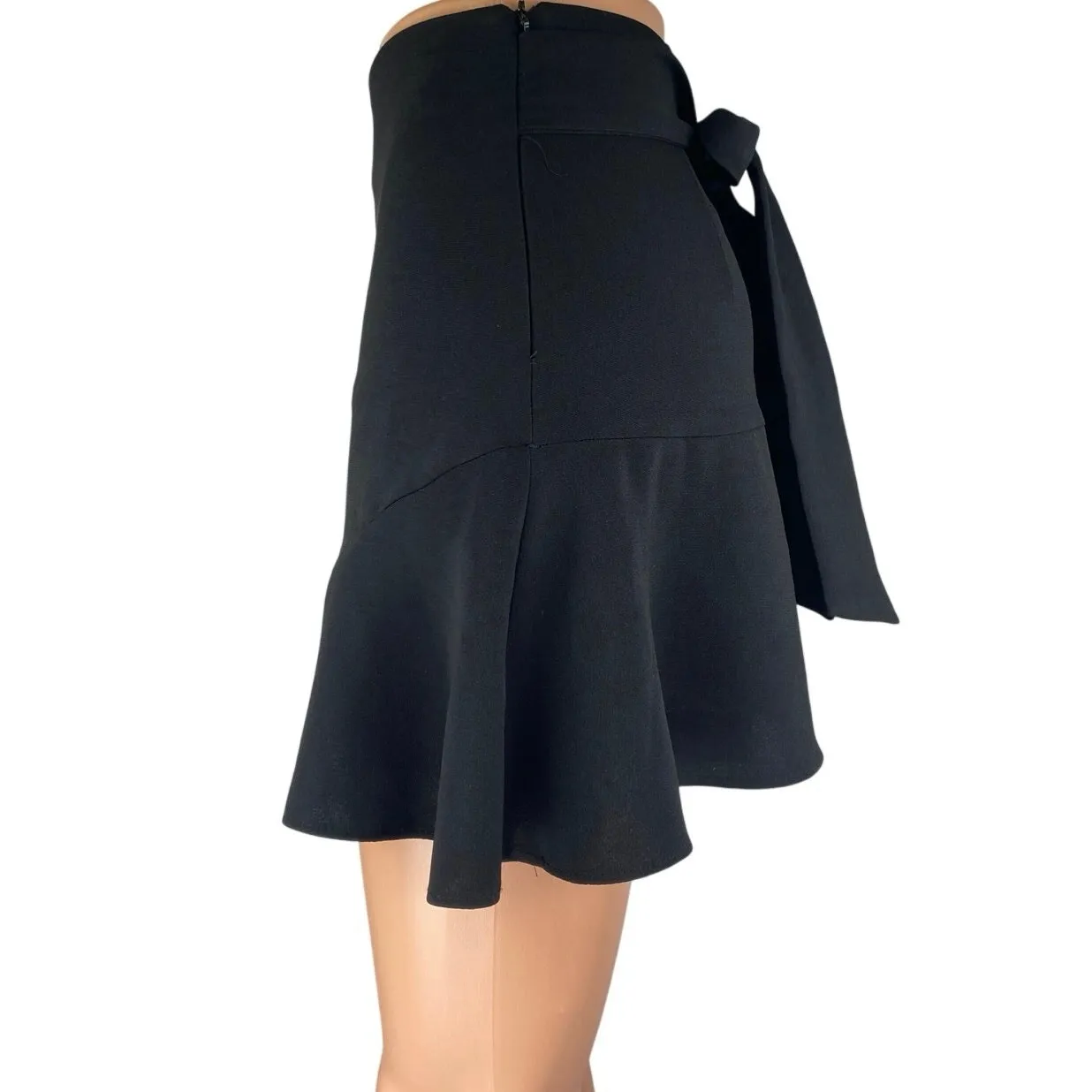 Zara Black Ruffle Zip Tie Waist Mini Tennis Golf A-Line Flared Skirt Skort Sz XS - Image 2