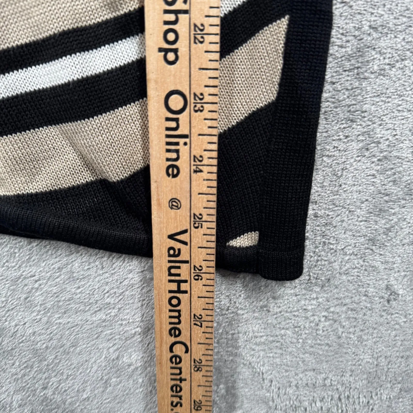 Jenny Sweater Large Black Tan Diagonal Stripe Knit Top Cottagecore Retro Vintage - Image 8