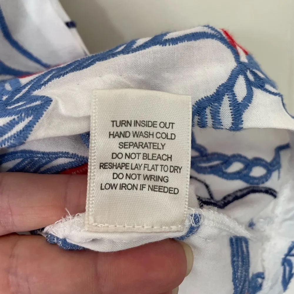 Skies Are Blue Short Sleeve Embroidered Floral Blouse Off Shoulder ~ Size S - Image 8