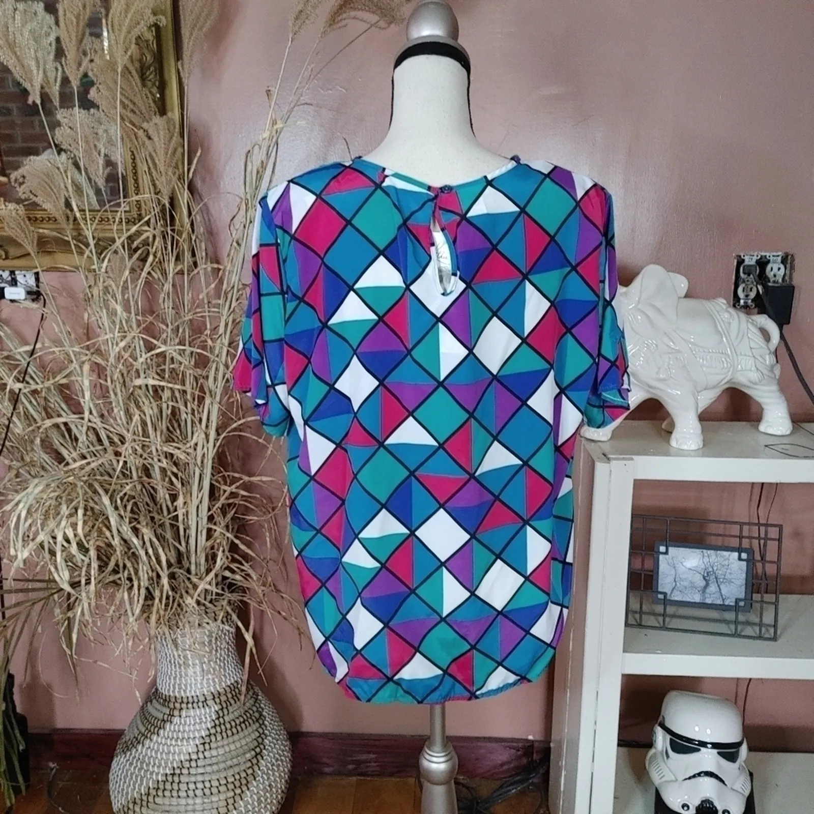 Kathie Lee Vintage Size 18 NWT New Career Triangle Retro Made in USA Blouse Top - Image 6