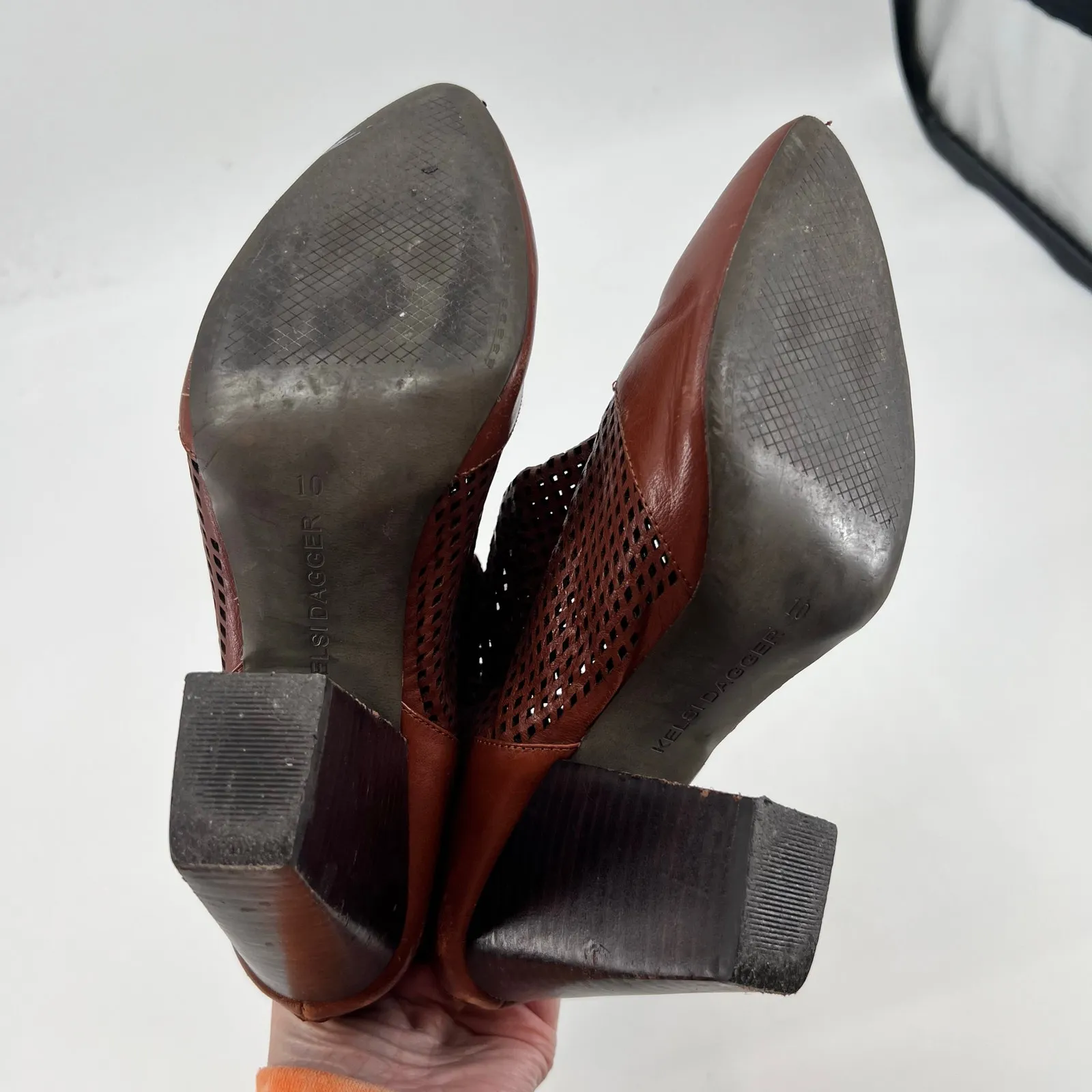 Kelsi Dagger Brooklyn Women's brown Zidane Perforated leather heel Boots size 10 - Image 7