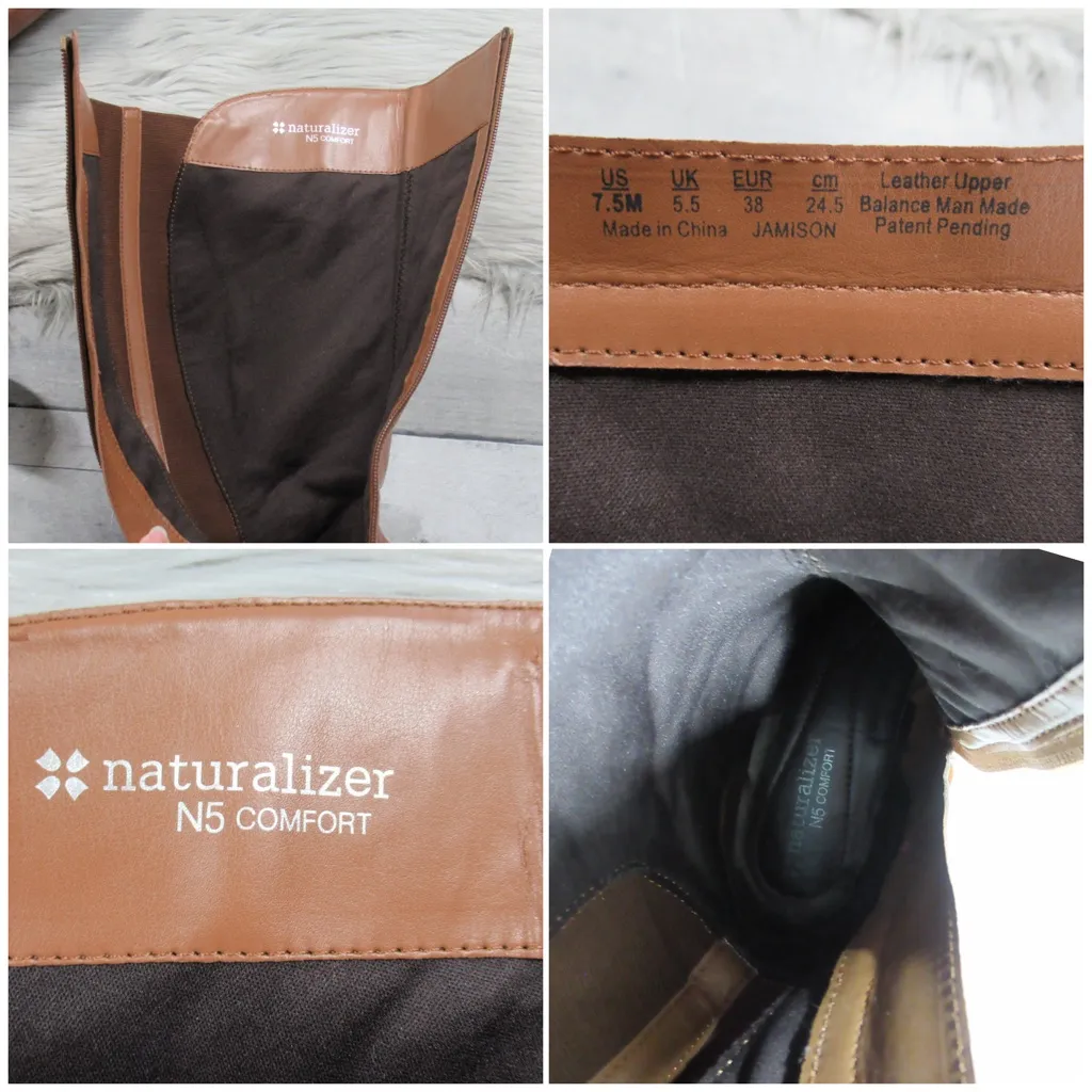 NATURALIZER Jamison Leather Knee-High Riding Boot Side Zip Women's Size 7.5 - Image 11