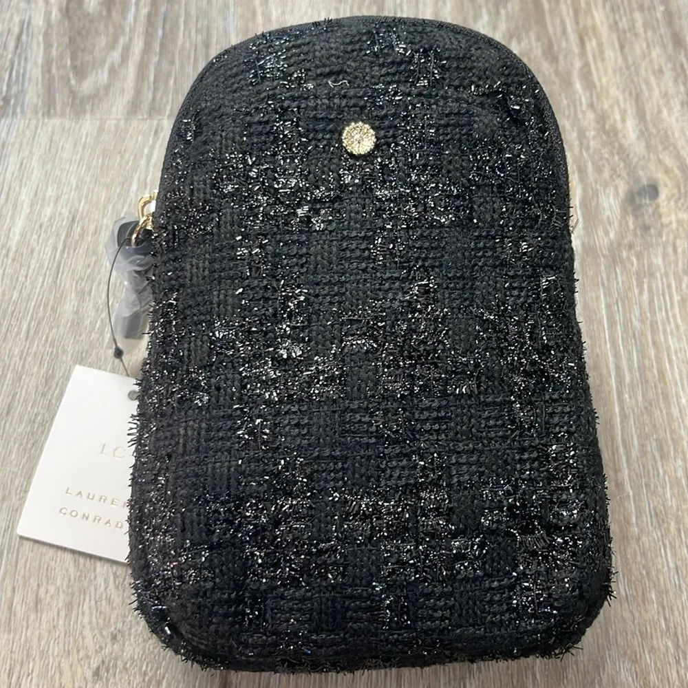 Lauren Conrad Black Tweed Textured Sling Crossbody/Mini Backpack - Image 4