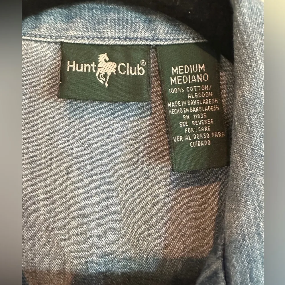 Hunt club VTG blue denim button down sleeveless western shirt vest size medium - Image 4