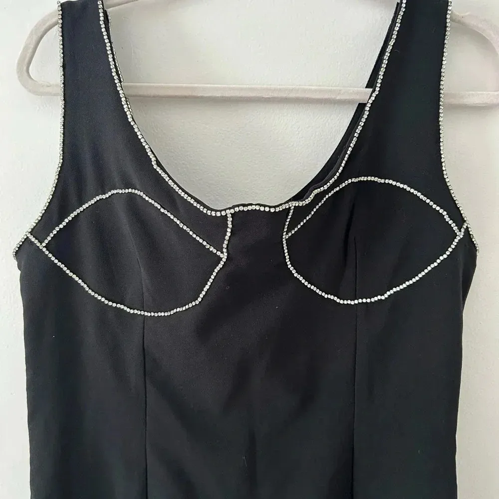 NWT Missguided Black Diamante Mini Dress - Image 4