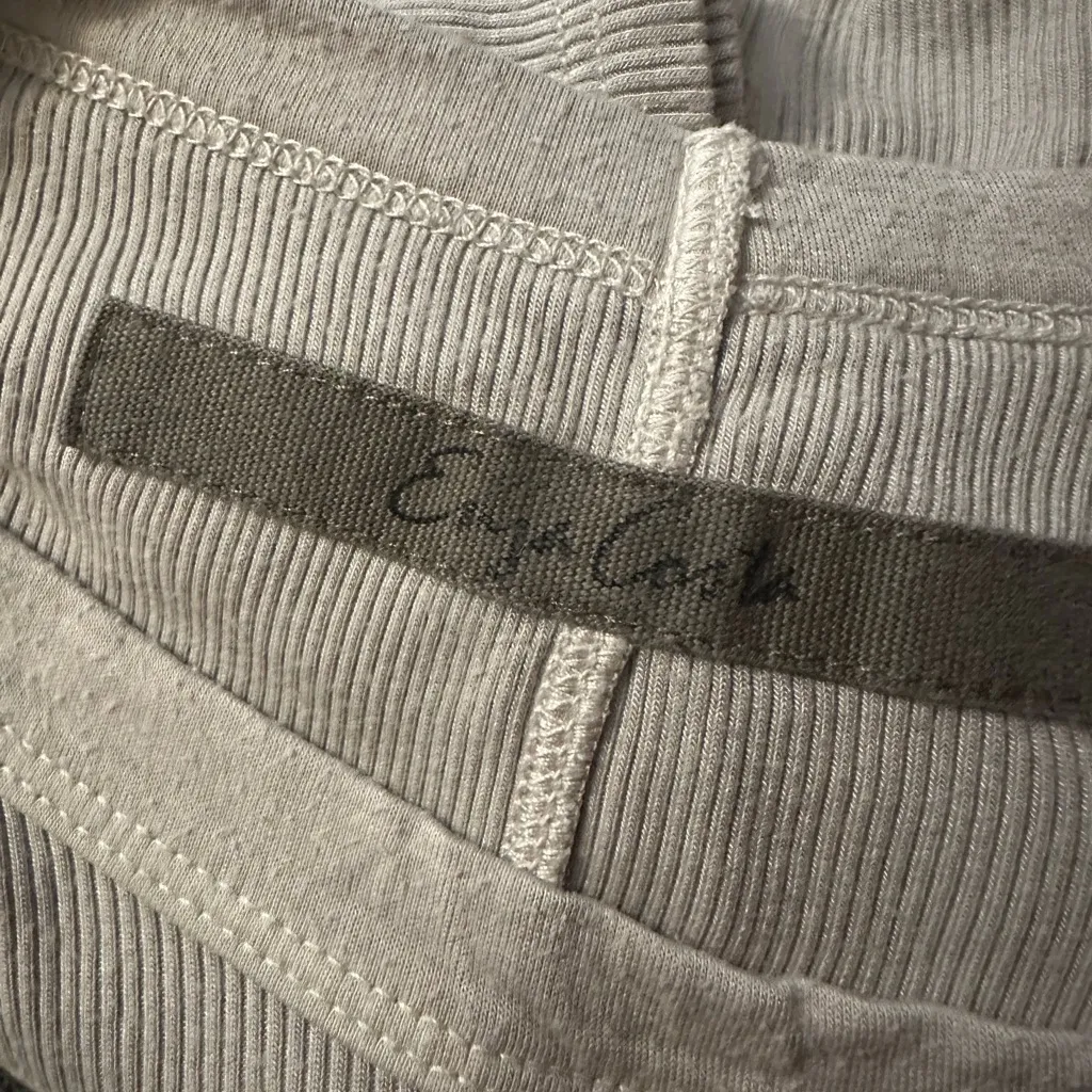 Enza Costa Rib Fitted Half Sleeve Crew Tee Size S Tan - Image 4