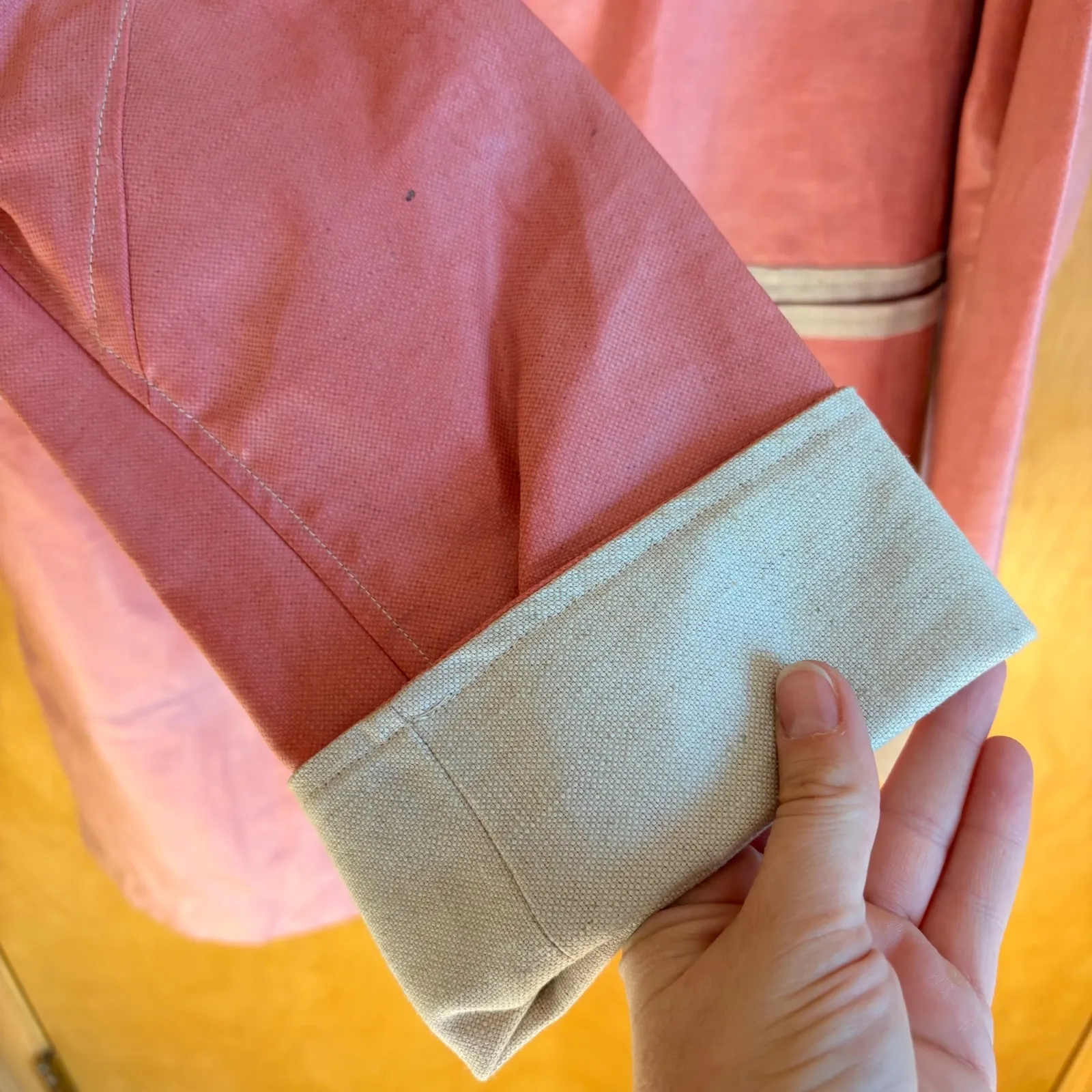 Cut Loose Pink Linen Cotton Blend Collared Button Front Jacket Size L Size L - Image 5