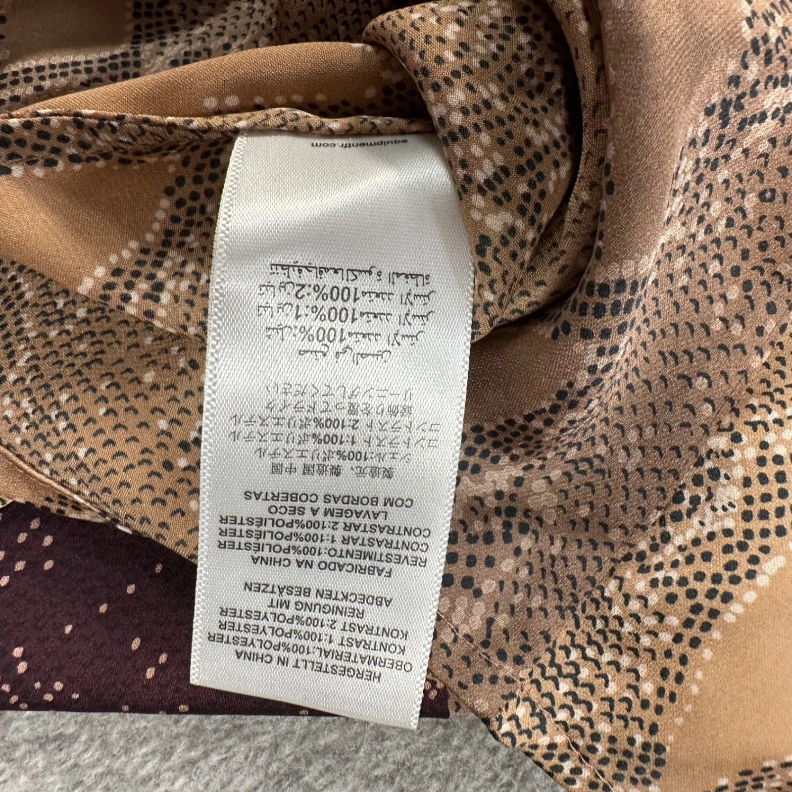 EQUIPMENT Femme Yvonet Python Colorblock Shirt Women's Medium Brown BurgundySn - Image 8