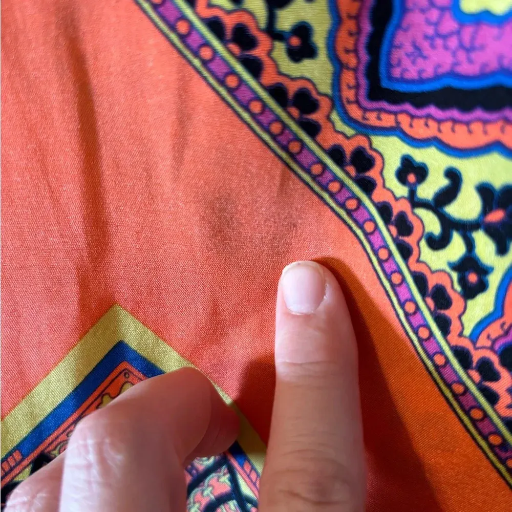 Boho Hale Bob Silk belted caftan mini dress size small - Image 3