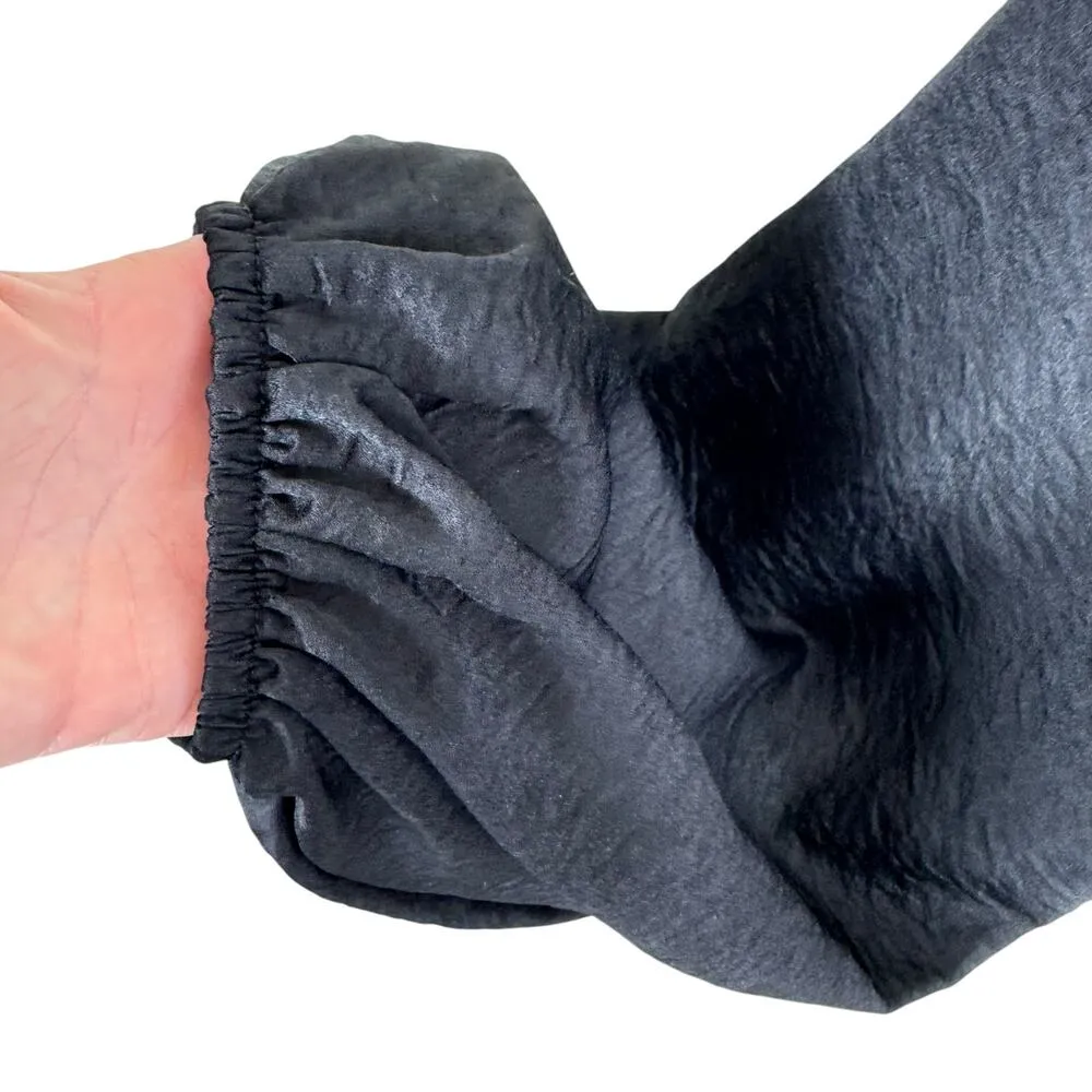 By Together NWT Black Satin Long Balloon Sleeve Off Shoulder Cropped Blouse Sz L - Image 4