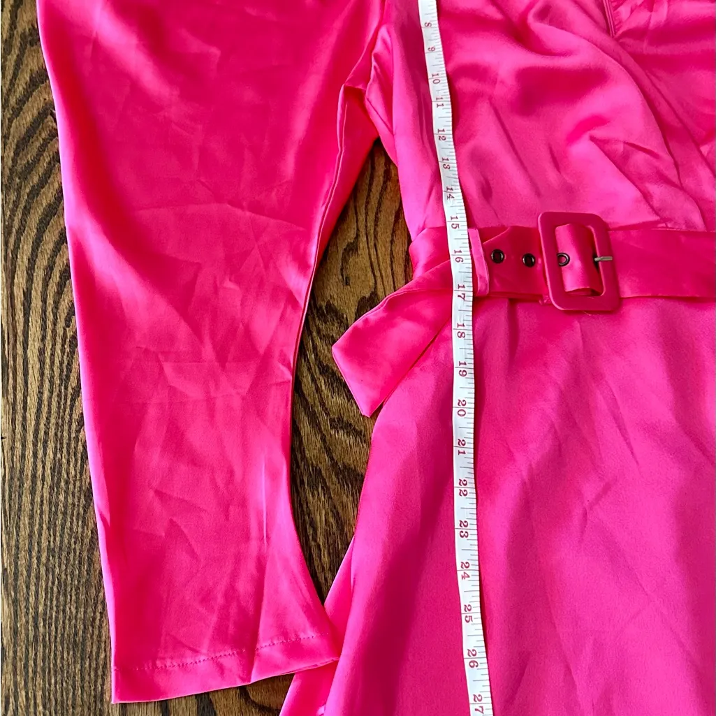 Do + Be Satin Pink Belted‎ Mini Dress size M - Image 7