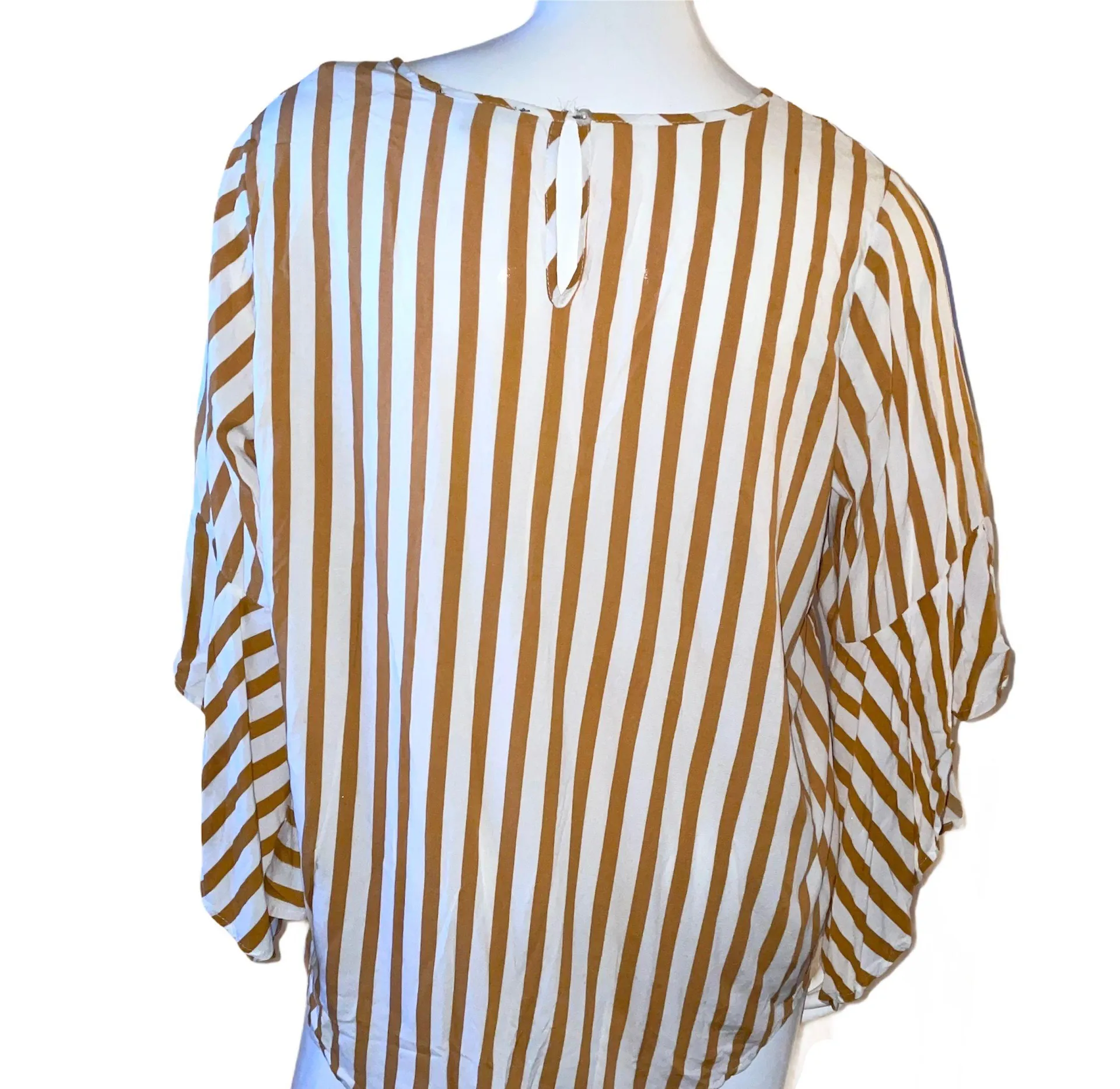 Striped Split Bell Sleeve Blouse - Image 3