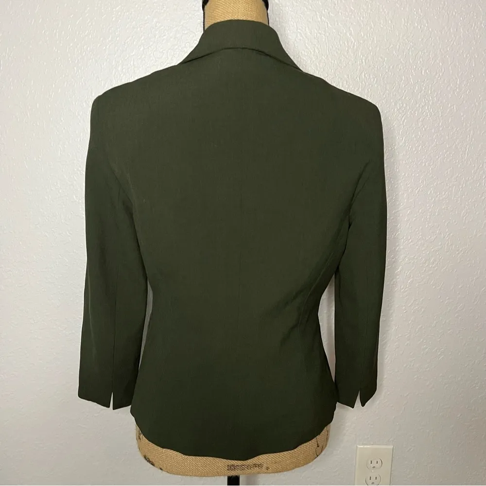 VTG Laundry by Shelli Segal size 6 Army Green Button Front Blazer Jacket Office - Image 11