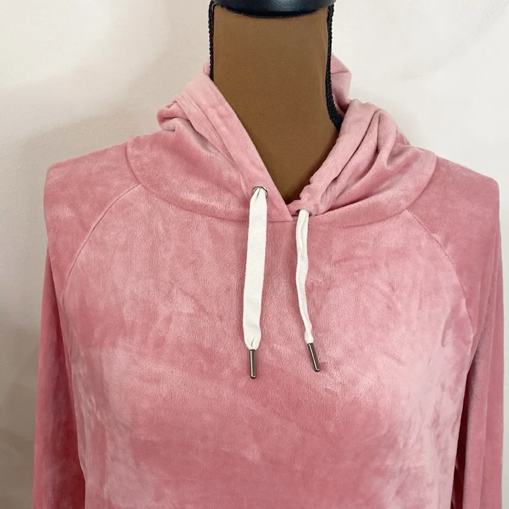J Crew Factory light pink velour drawstring tie hoodie size S - Image 6