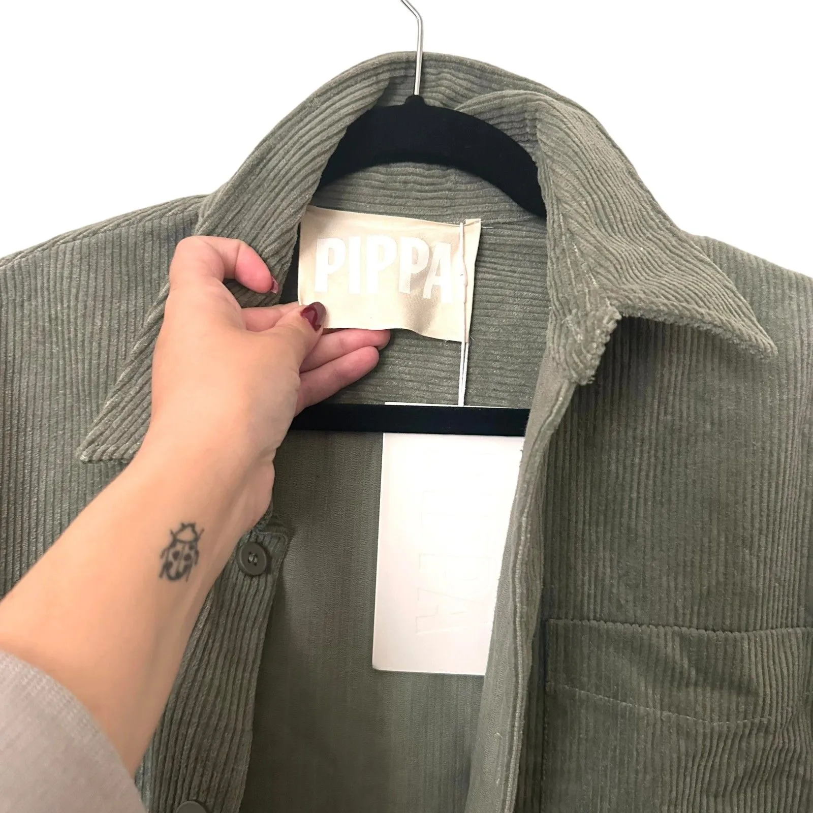 PIPPA‎ THE LABEL Corduroy Oversized Shacket Sage NWT Small Green - Image 2