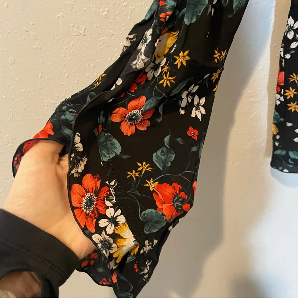 Derek Lam Silk Floral Mock Neck Blouse - Image 7