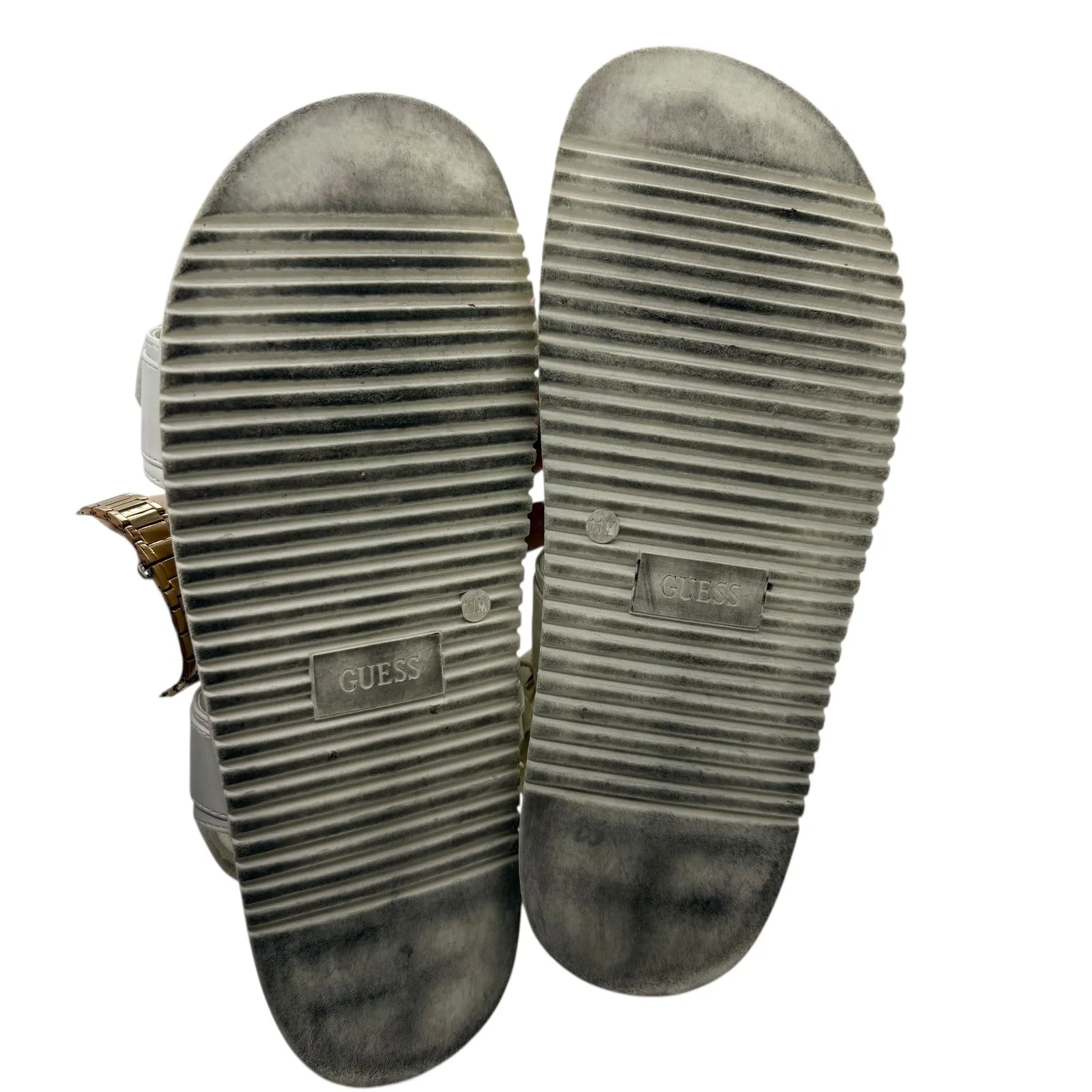 GUESS Fadey Platform Sandals size 11 Faux Leather Cream - Image 7