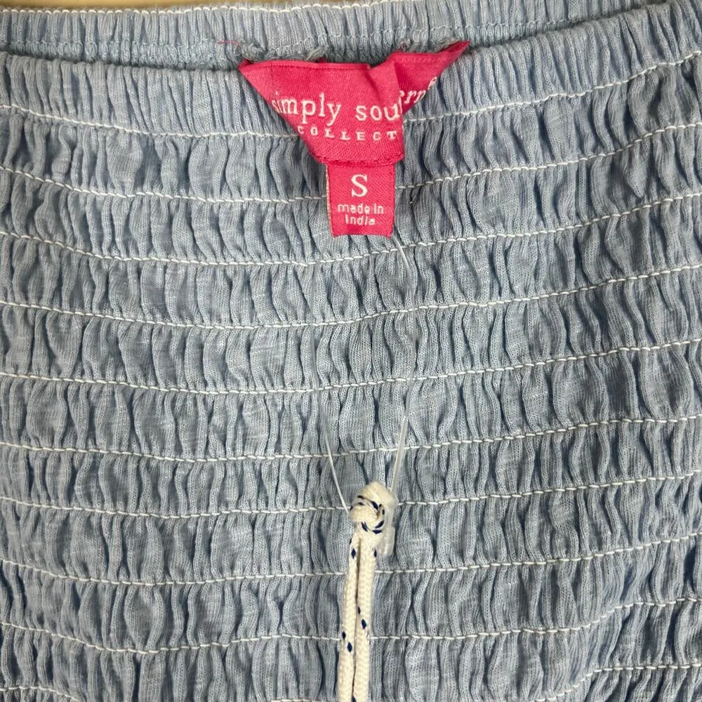 Simply Southern NWT Blue Tiered Layered Smocked Preppy Clean Girl Mini Skirt - Image 4