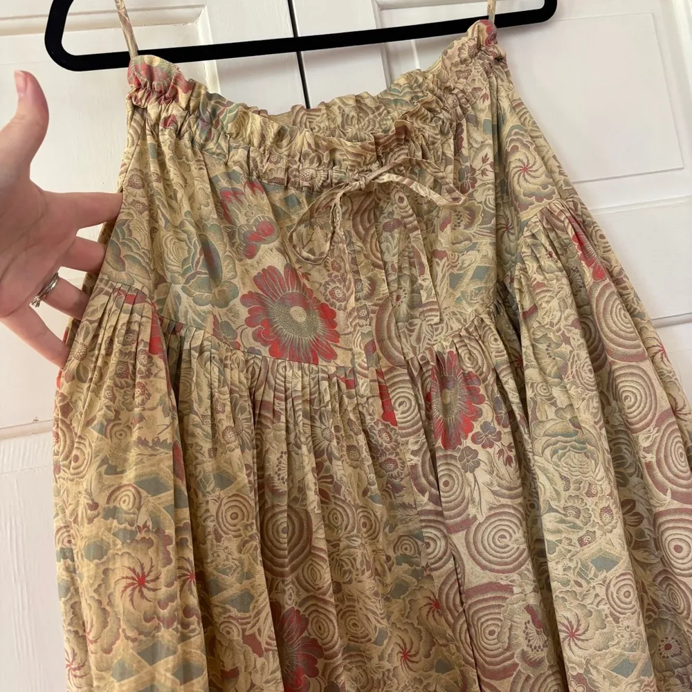 Ulla‎ Johnson Pleated Lourdes Midi Skirt Haze Size 6 Floral Drawstring Waist - Image 9