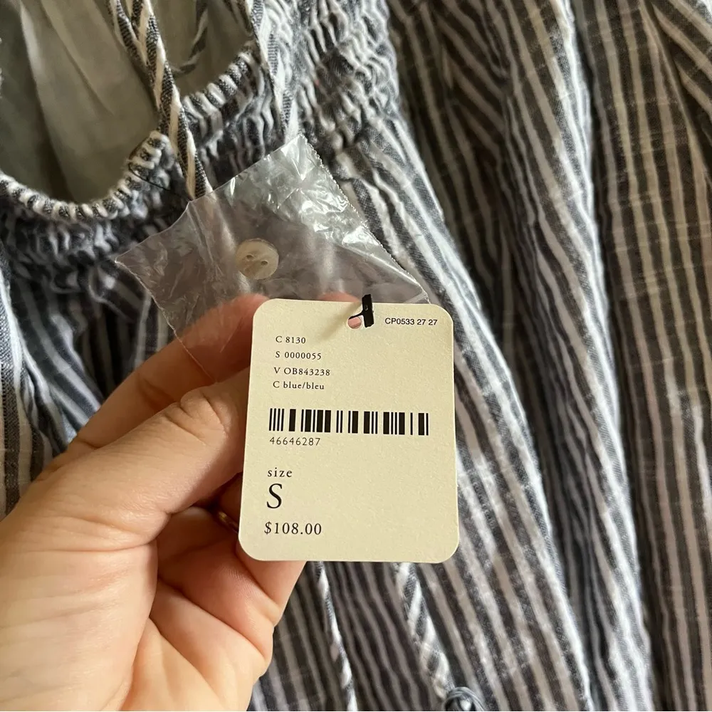 NWT Free People Light Blue & White Striped Ruffle Spaghetti Strappy Dress Small - Image 11