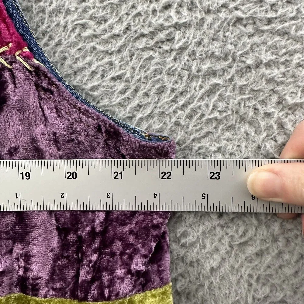 Vintage Susan Bristol Denim Jean‎ Floral Embroidered Patchwork Vest Y2K Women L - Image 9