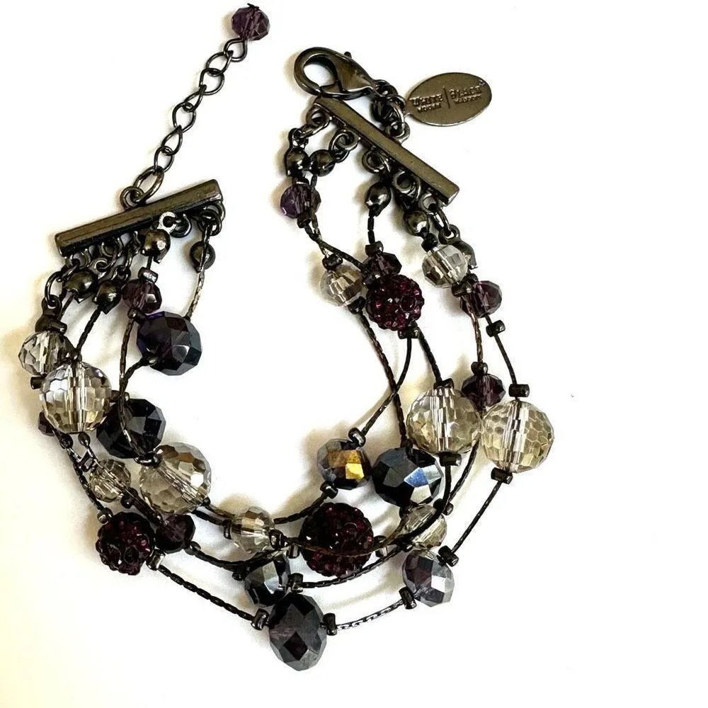 White House Black Market purple crystal beaded multi strand bracelet - Image 4