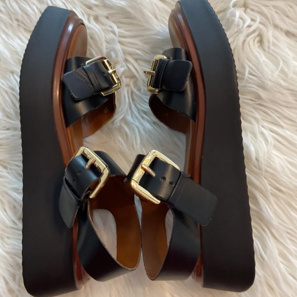 Dune London Women's Black Leather Sandals size 38 US 7.5-8 BNWOT see all photos - Image 11