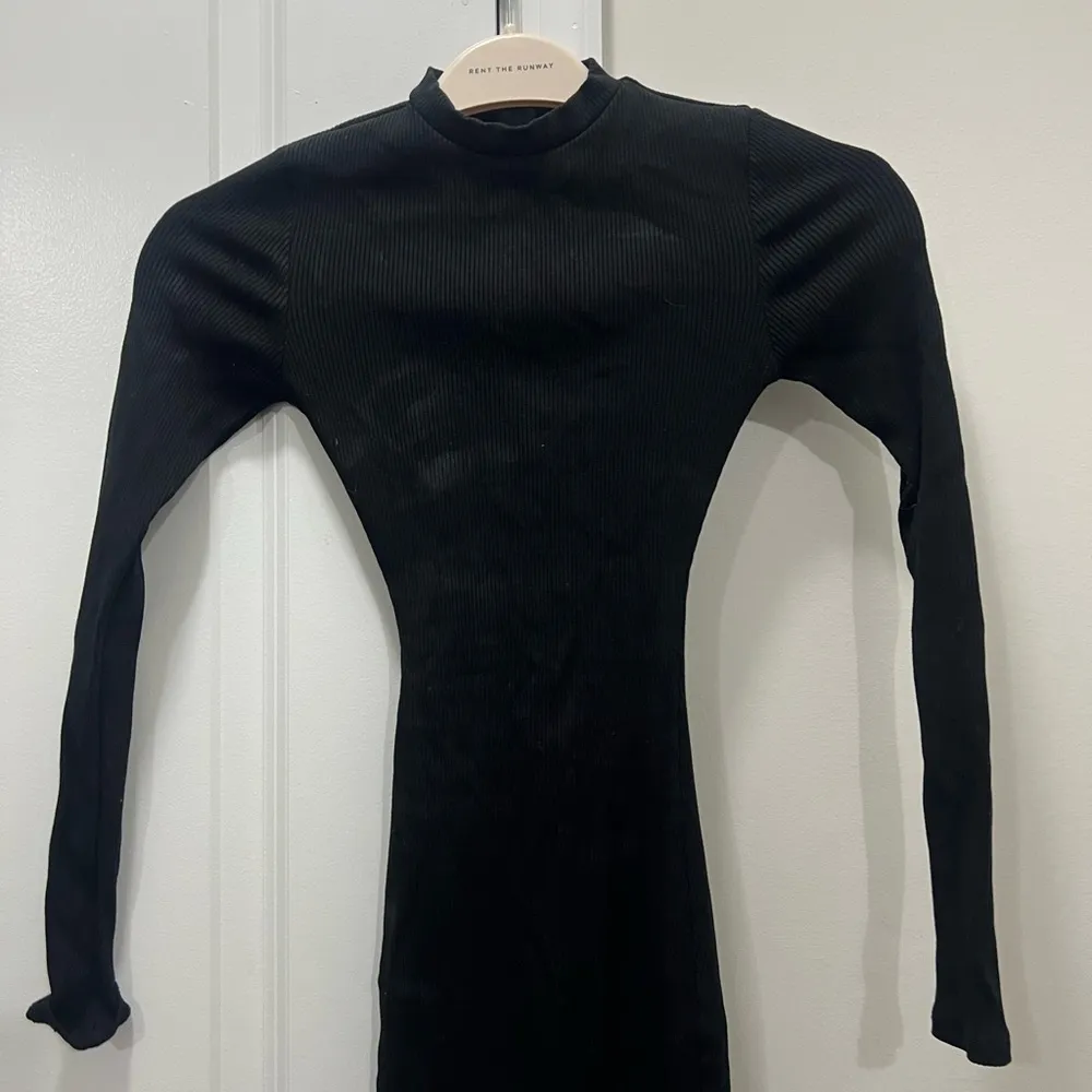 Naked Wardrobe Black Snatched Ribbed Crewneck Long Sleeve Dress Size XS $68 - Image 3