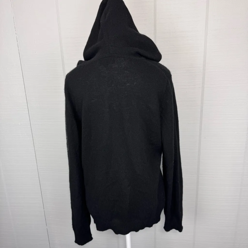 Claudia Nichole Black Cashmere Zip Up Hoodie Sweater Rhinestone Skull Goth Emo Size XL - Image 5