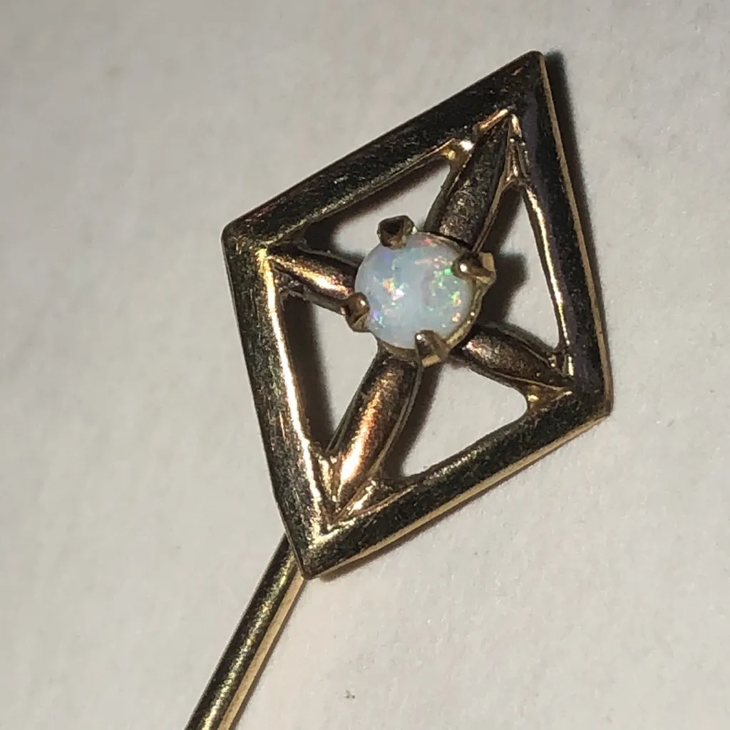 Gold Filled Vintage Opal Diamond Design Stick Pin - Image 2