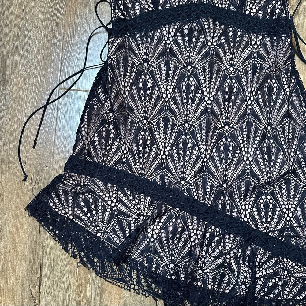 Bright Lights Mini Dress in Black Size Large Lace Asymmetrical - Image 4