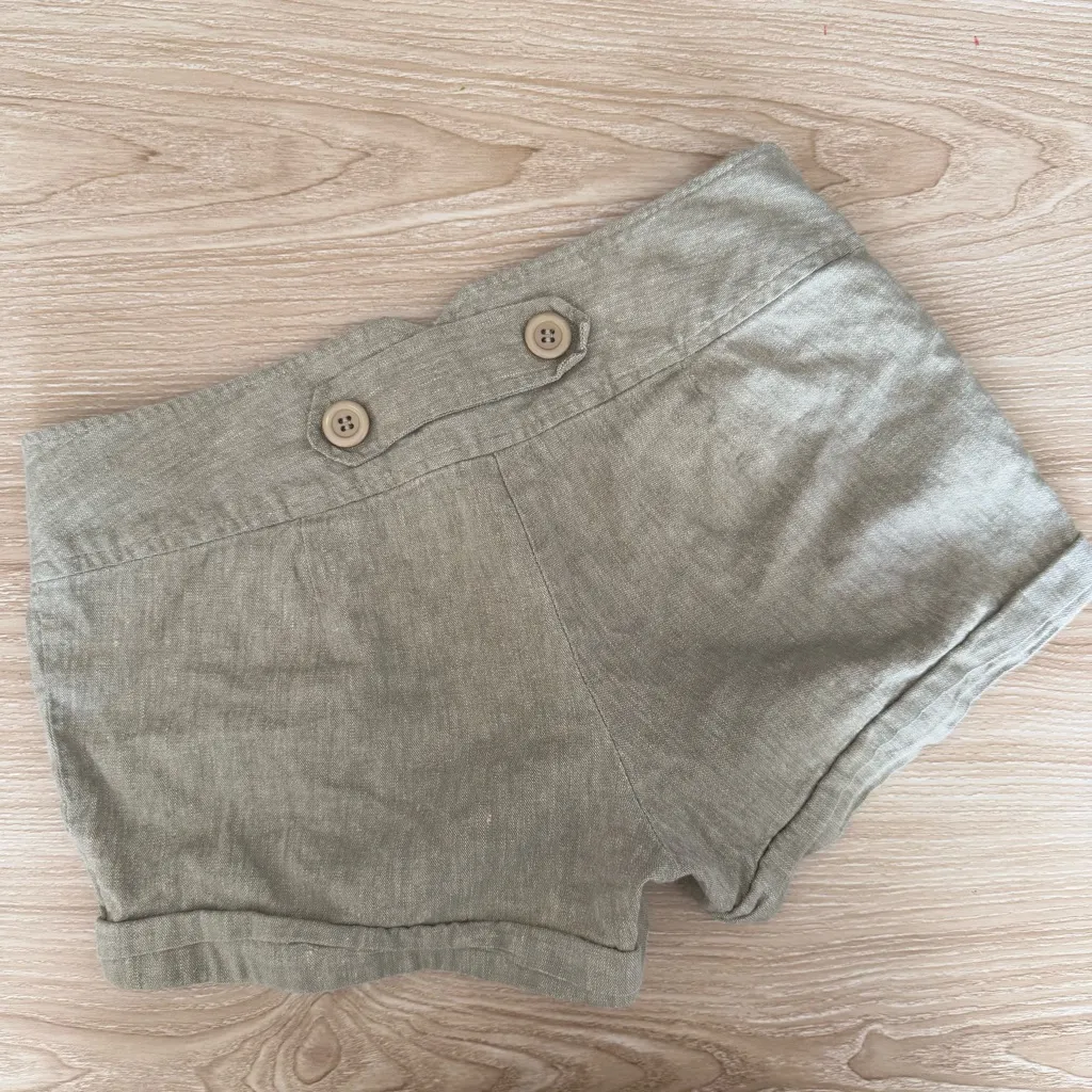 Forever 21 XS Y2K Short Shorts Sage Seafoam Beach Coastal Summer Hook & Eye - Image 2