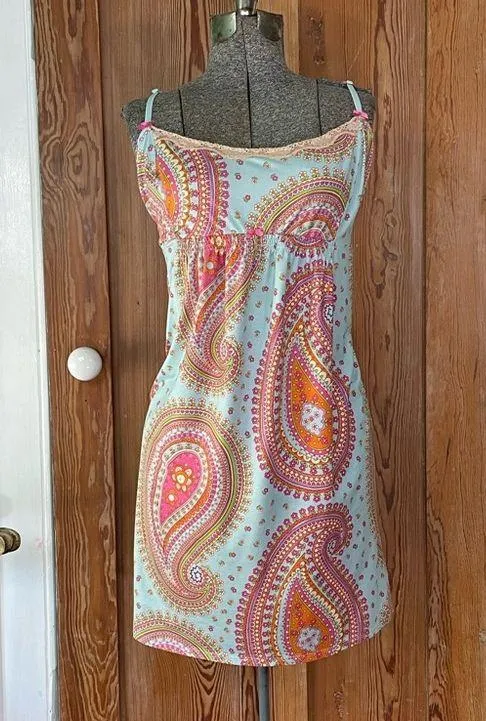 Betseyville Betsey Johnson Vintage Y2K Paisley Bow Detail Slip Dress - Sz XL - Image 14