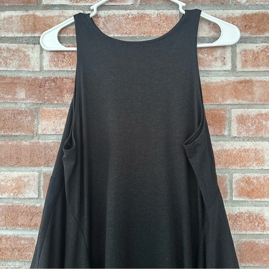 Kedem Sassoon One Size Long Tunic Tank Dress Asymmetrical Flowy Knit Black OS - Image 7