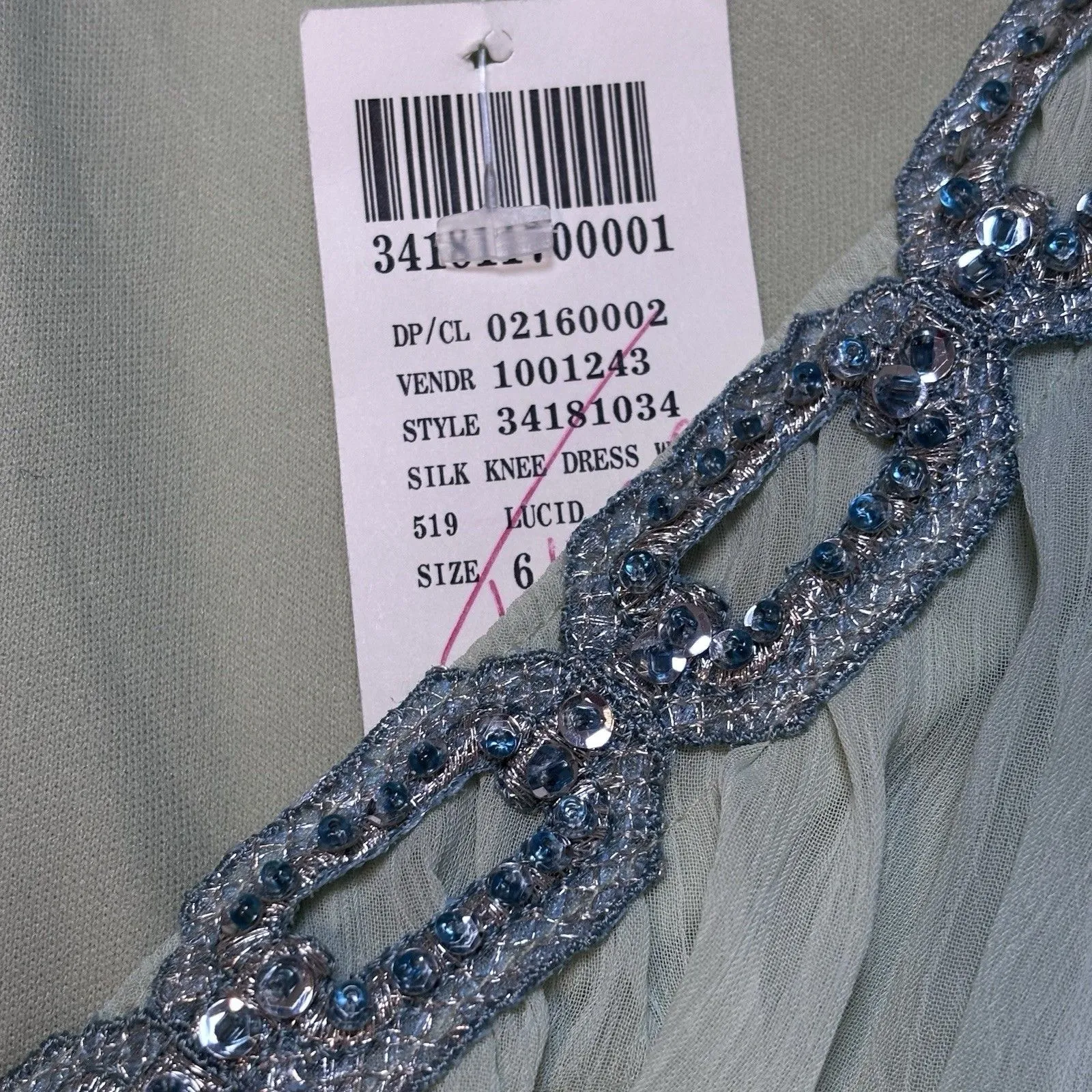 Arden B Vinatge Dress Drop Waist Beaded Green Mint Size  6 sleeveless USA NWT - Image 11