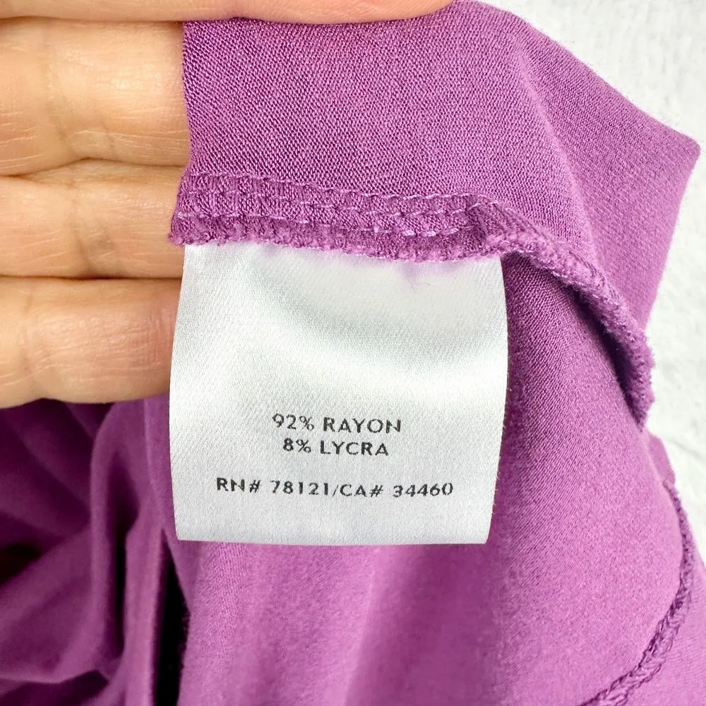 V-Neck Jersey Dress Size Small Stretch Short Sleeve Knee Length - Image 5