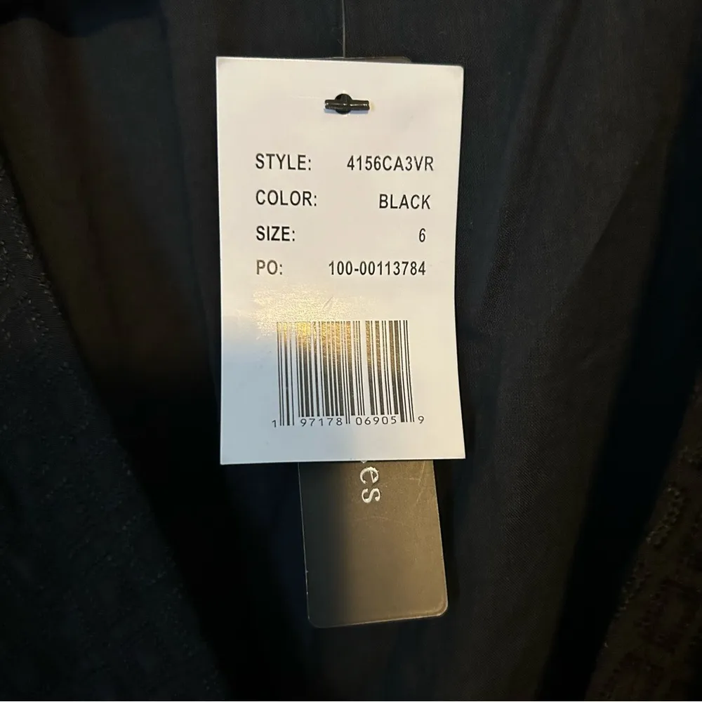 Violets & Roses Dress Midi Black Casual Cocktail Tie Waist Textured Neutral Size 6 - Image 10