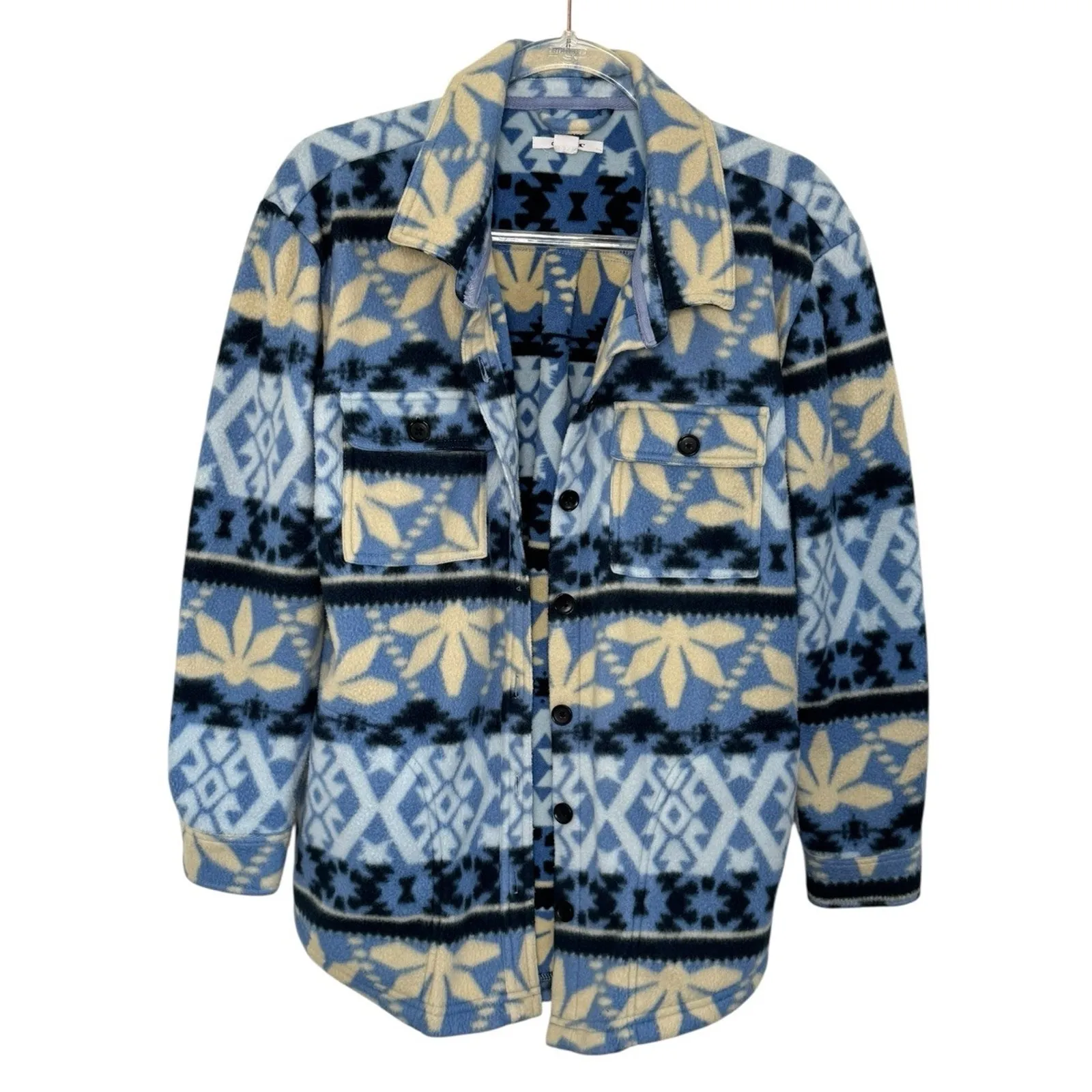 O’NEILL Collin's Oversized Superfleece Shacket Skater Surf Tribal Print Size S - Image 4