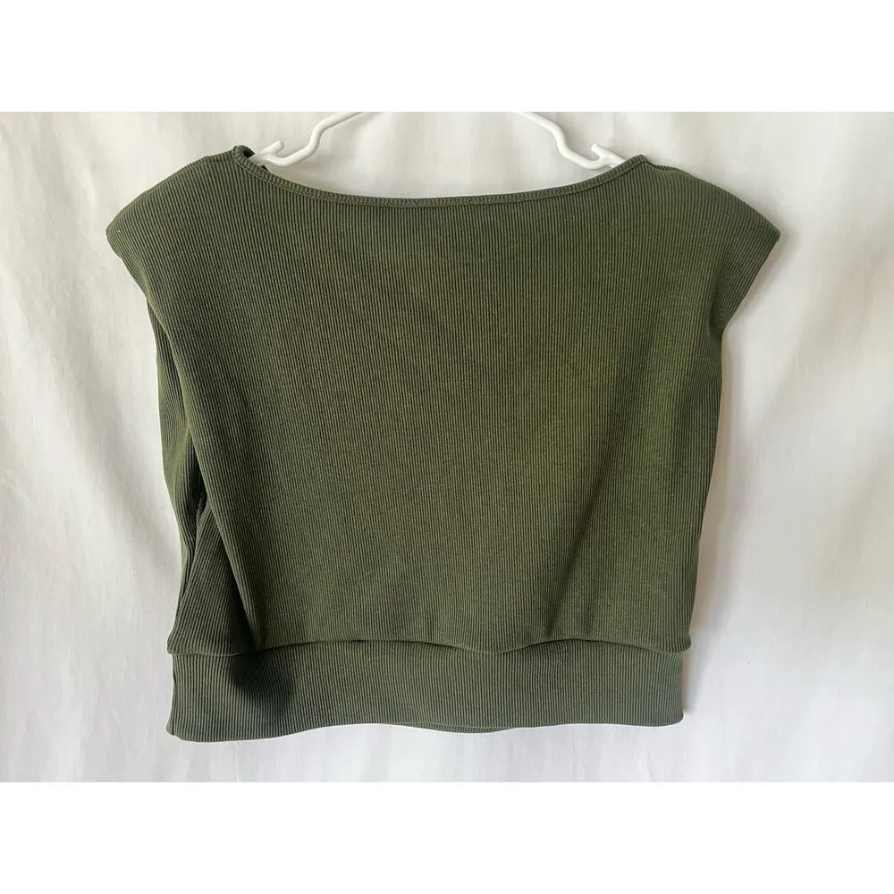 The Drop Women's Green Padded Shoulder Crop Top by @lucywhims Casual XXL Pull On - Image 2