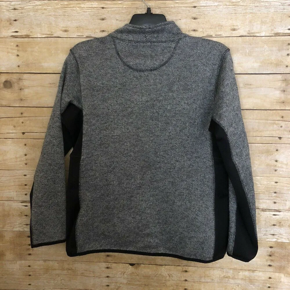 Marc New York Women's Black Herringbone Fleece Lined Knit Jacket - Size XL - MNY - Image 4