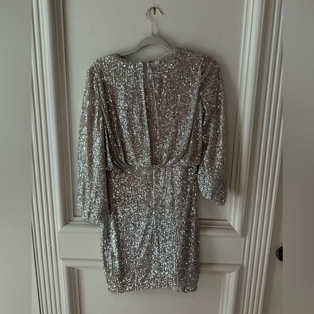 Eliza  J Silver Sequin Cocktail Dress – Size 6P Petit e NWT Sparkle Party Shift - Image 5