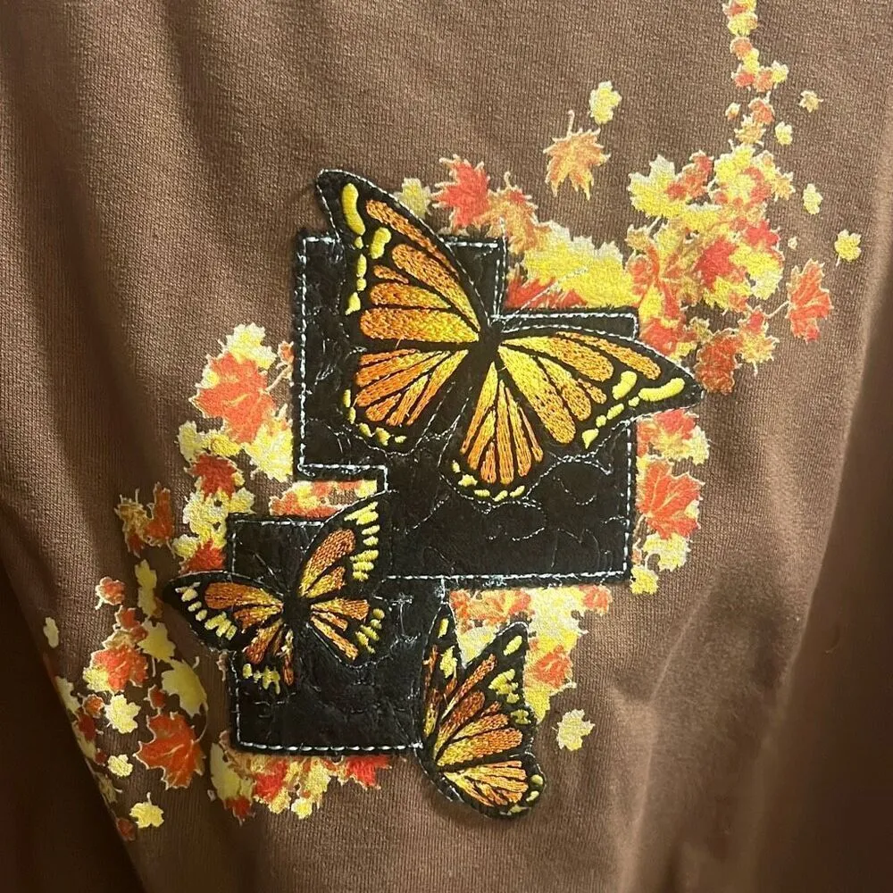 ✨Country Store Butterfly Crewneck Sz Large Sweatshirt Embroidery Logo✨ Brown - Image 9