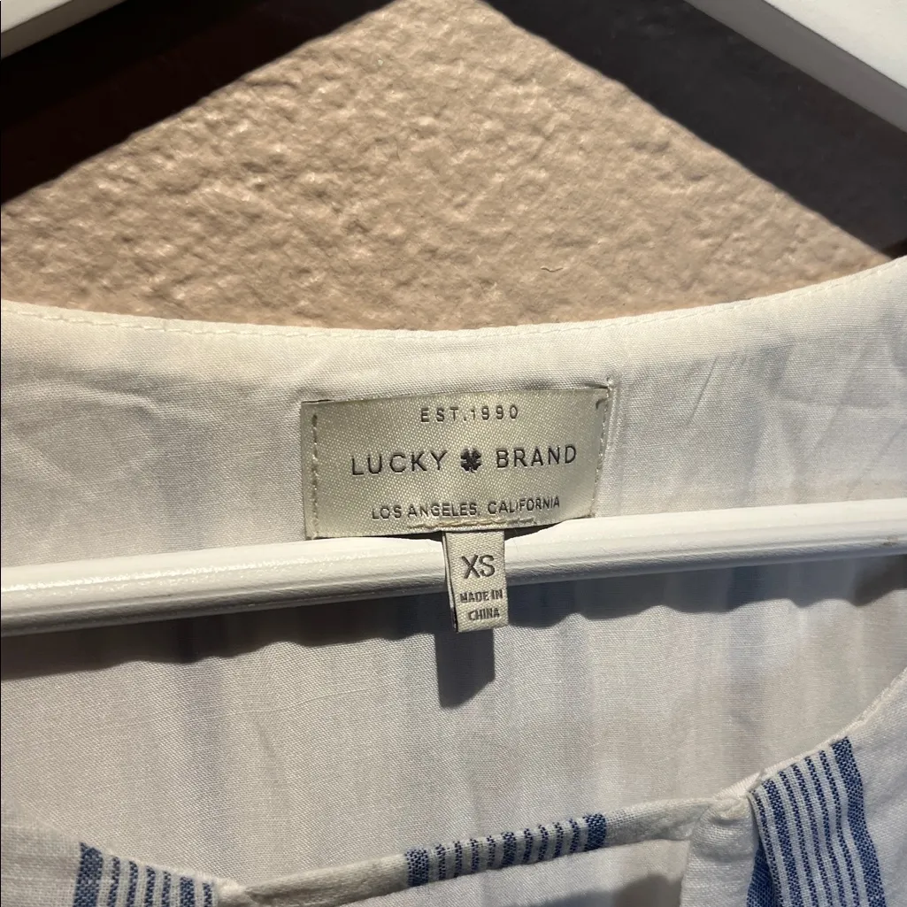 Lucky Brand Women’s Cotton Striped Bohemian Coastal Blouse Arm Slits Size XS - Image 5