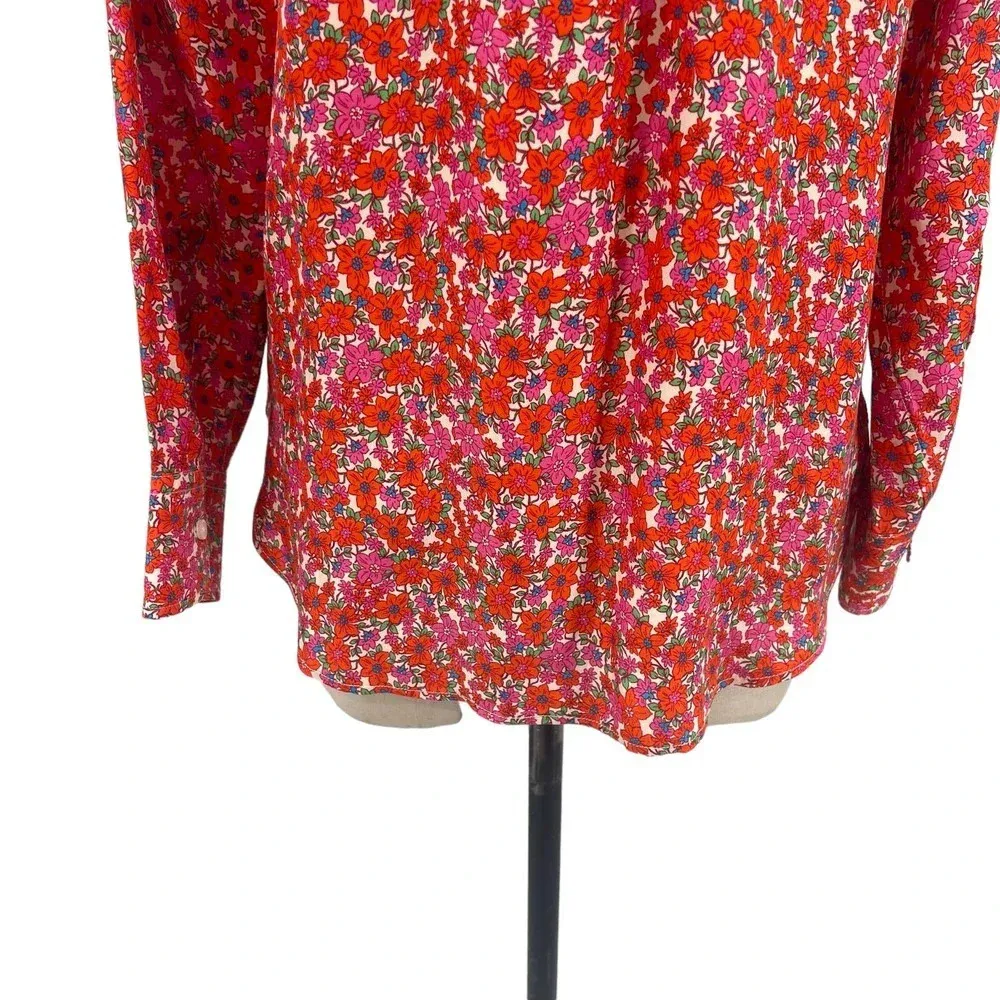 J. Crew Classic-fit Drapey Cupro‎ Shirt in Pink Floral Guarana Size 0 - Image 10