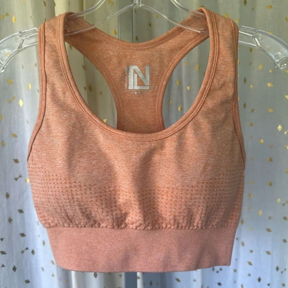 New Look Women's Peach Sports Bra Bike Shorts Activewear Workout Set Small - Image 3