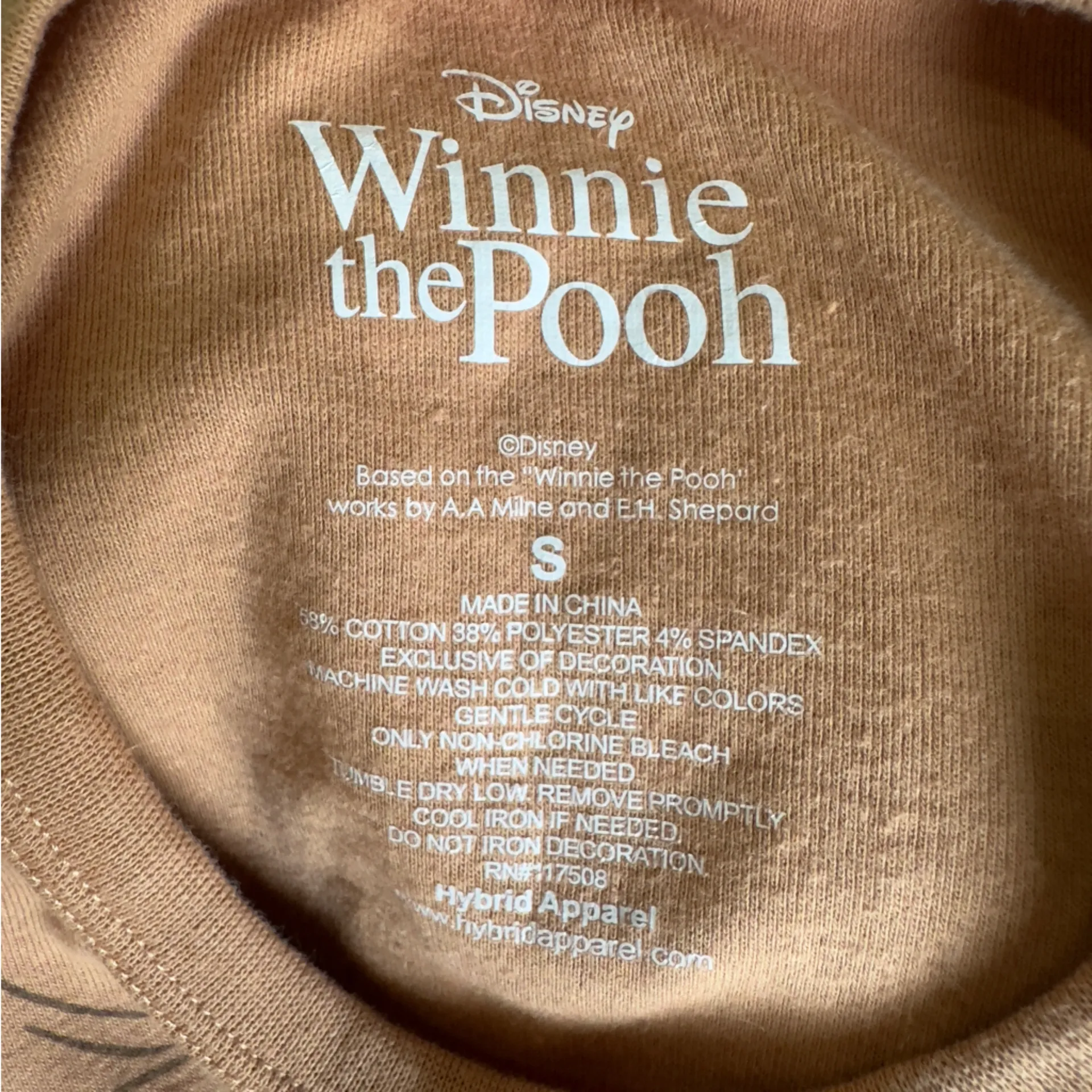 Disney‎ Winnie the Pooh Embroidered Tank Top Brown Graphic Muscle Tee S Cute - Image 4
