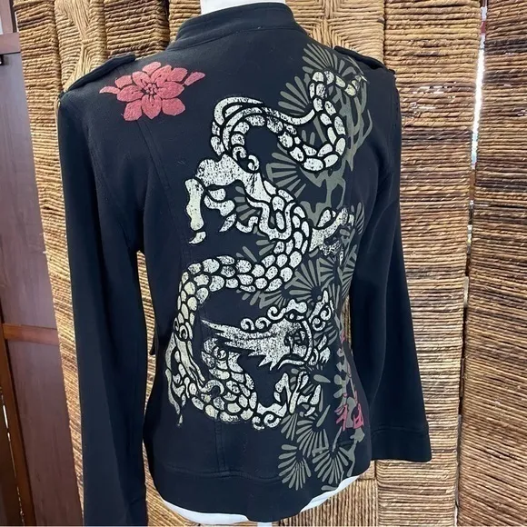 Green Dragon Black Military Jacket with back design size small‎ - Image 5