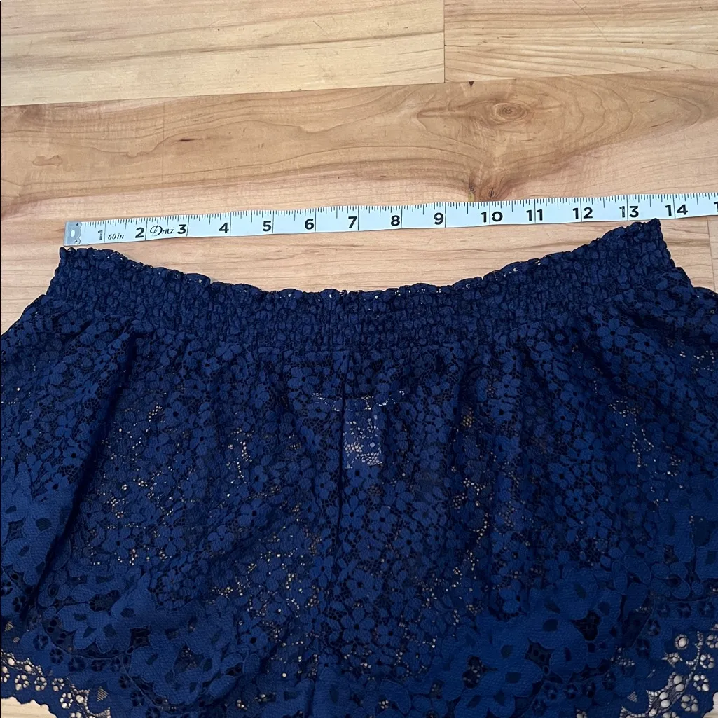 Victoria's Secret Elastic Waist Navy Lace Shorts Large - Image 5